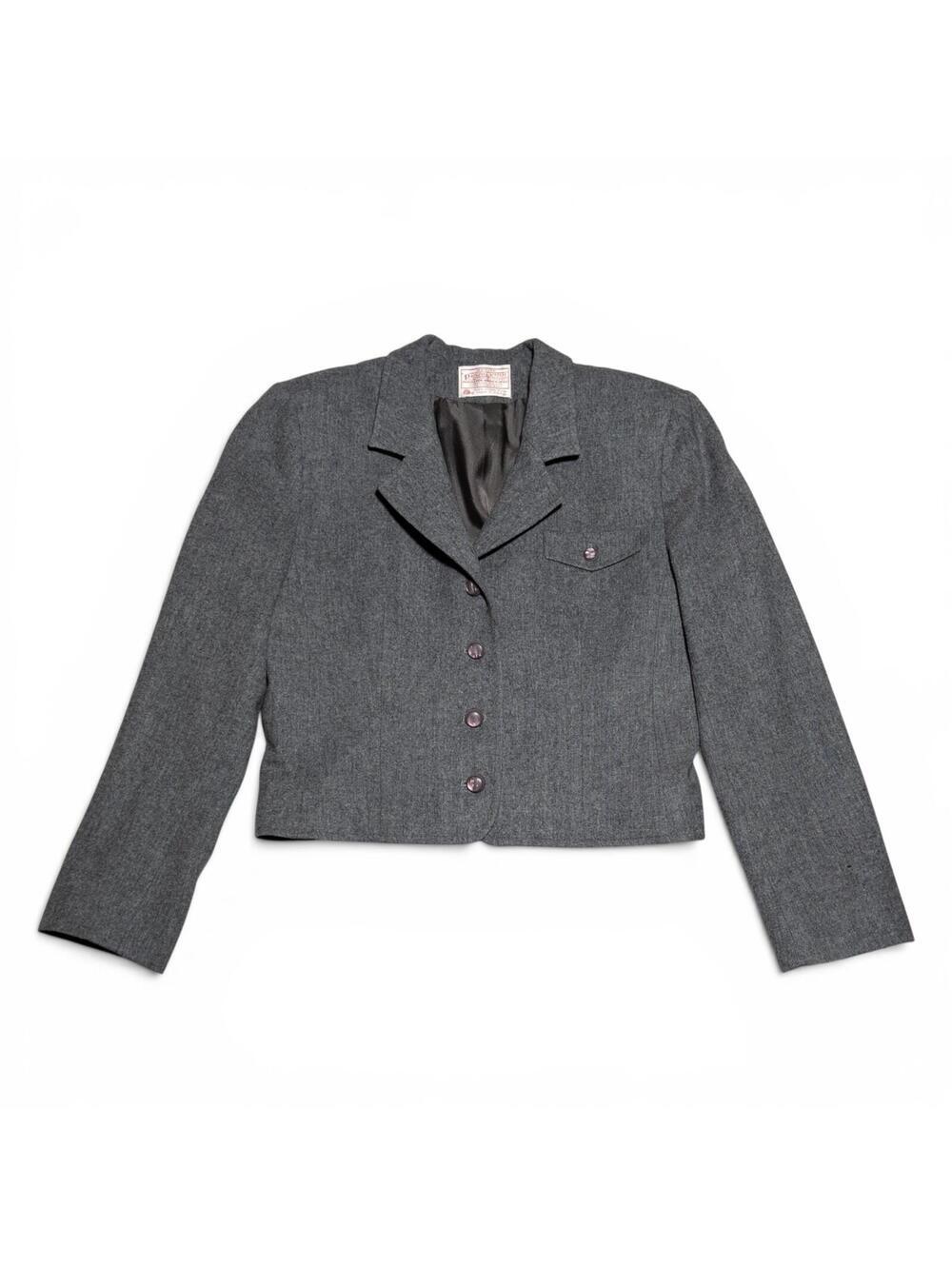 Vintage 70s Pendleton Gray Wool Cropped Blazer Jacket FLAWS